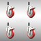 Service Caster 5 Inch 316SS Red Poly Swivel 7/8 Inch Expanding Stem Caster Set Lock Brake SCC-SS316TTLEX20S514-PPUB-RED-78-4 - alternate 1
